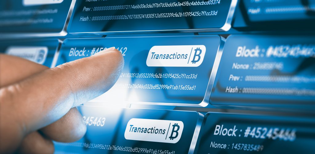 Specific transaction being selected within a blockchain